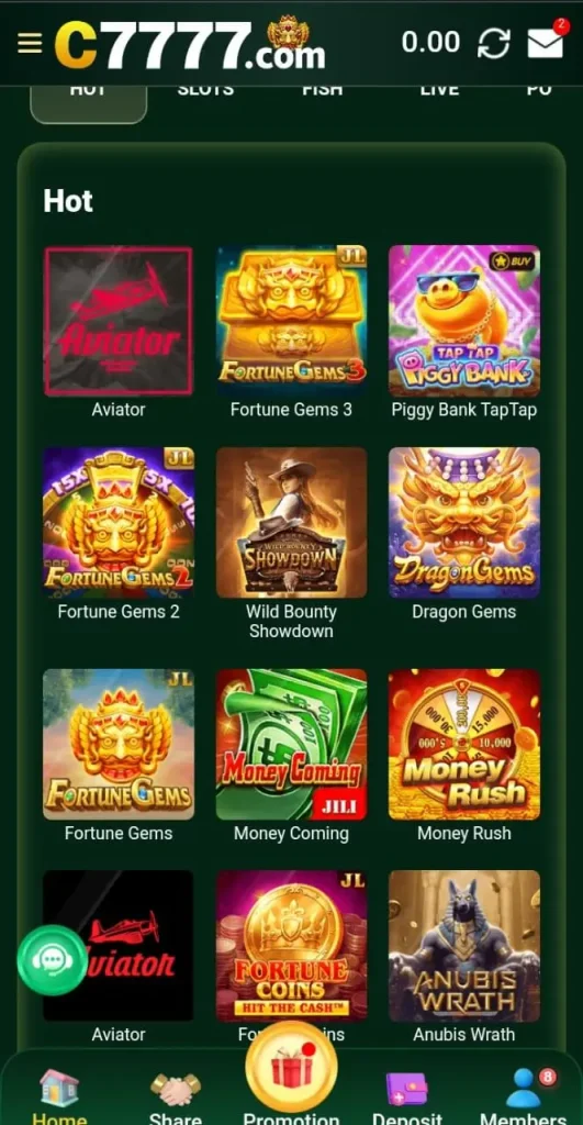 C7777 Game lobby